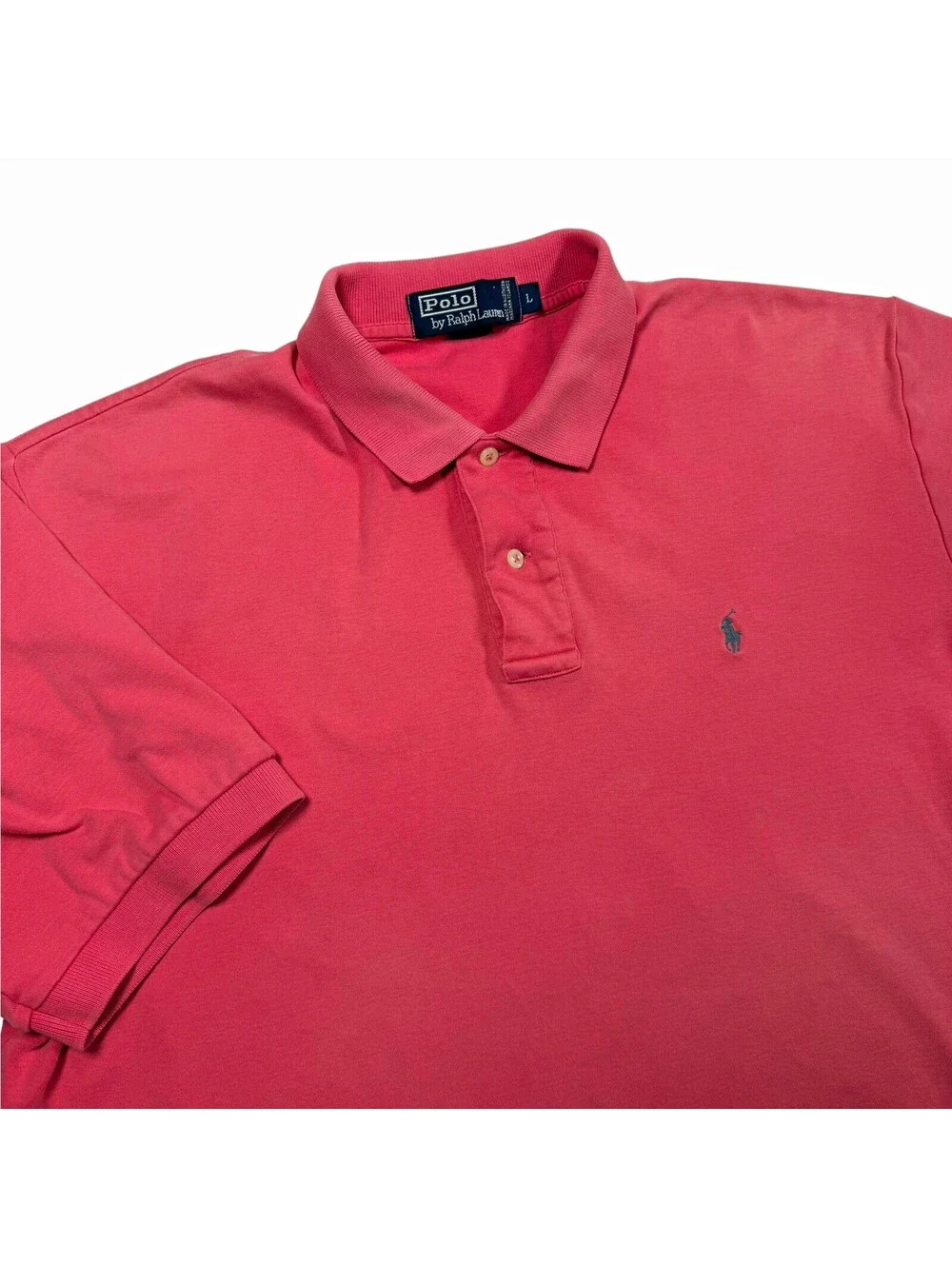 Polo Ralph Lauren Men's Pink Solid Short Sleeve Polo, Embroidered Logo Size L